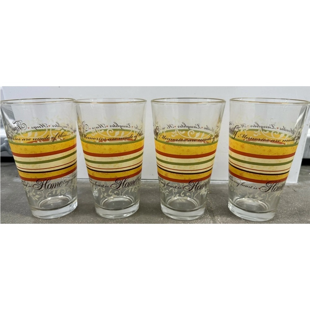 Four 16 oz Libby Family and Friends Vintage Drinking Glasses